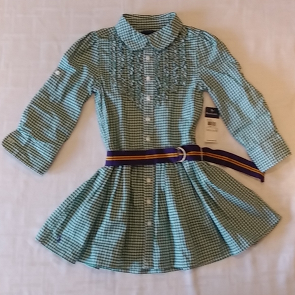 NWT- Ralph Lauren Green Plaid Girl's Dress Size 3T - Picture 2 of 9